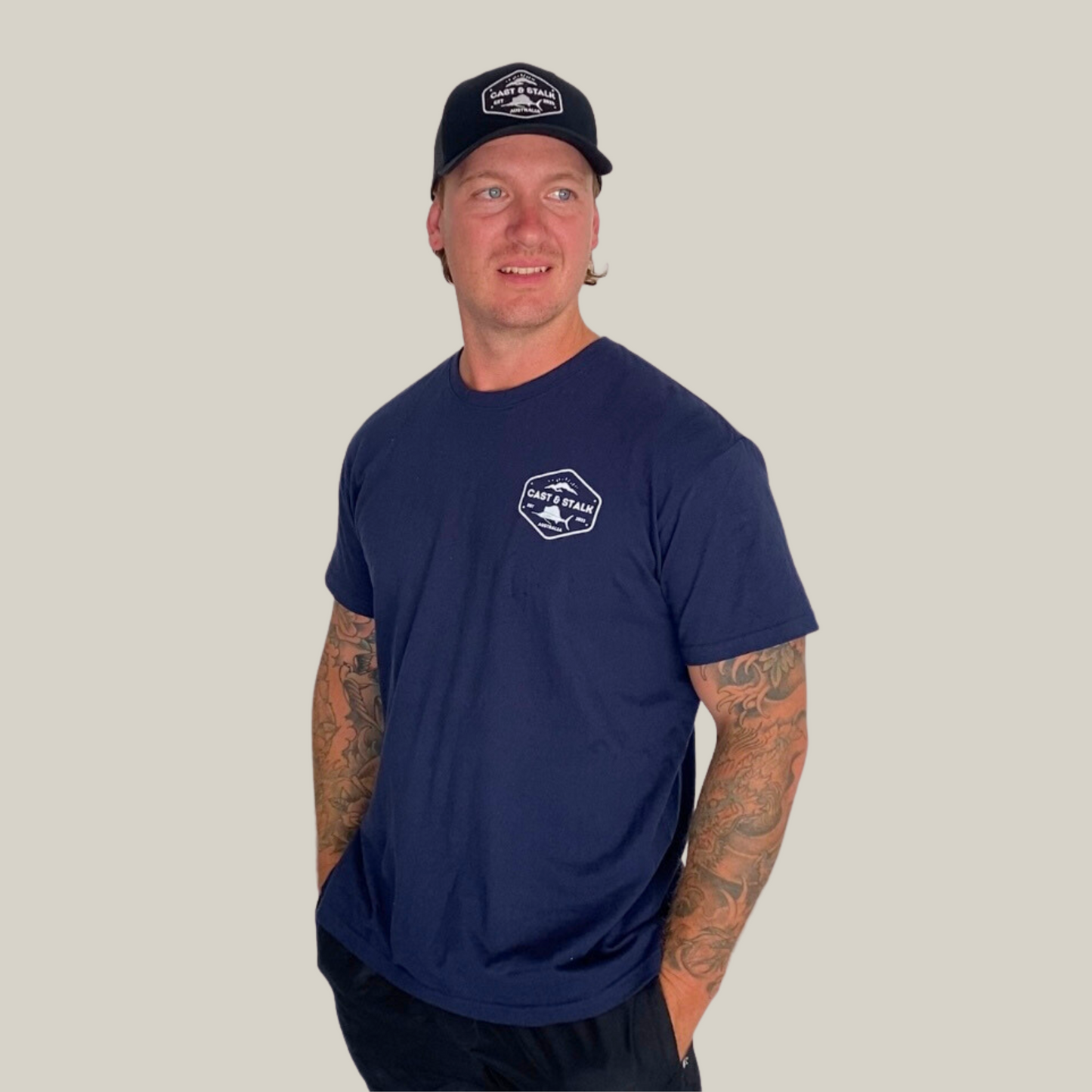 Cast and stalk t-shirt navy blue